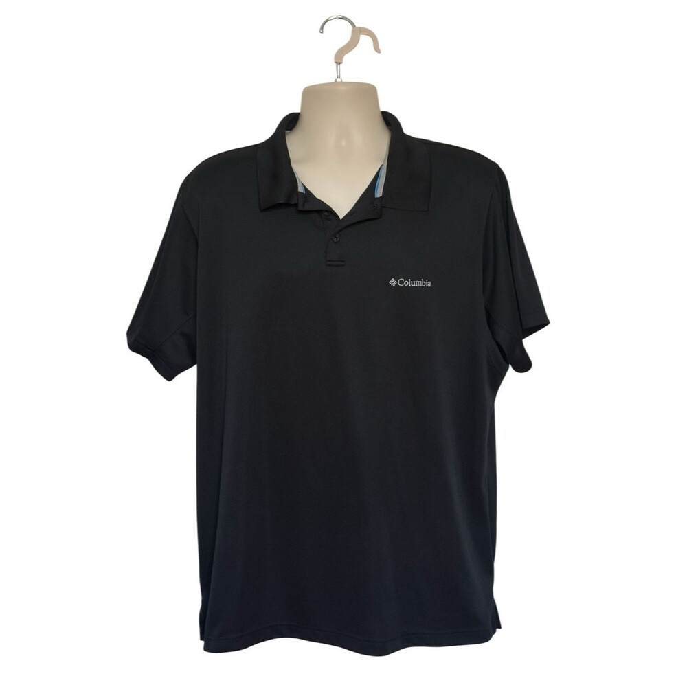 Columbia Omni-Shade Sun Protection Golf Polo Shirt Mens XL Black Short Sleeve